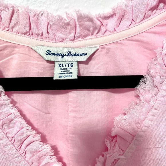 Tommy Bahama Two Palms Ruffle V-Neck Linen A-Line Dress XL - Picture 2 of 8